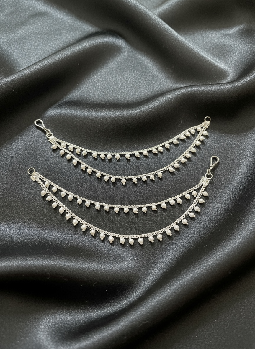 PA053 Silver Colour Two Line Sahara With Pearls