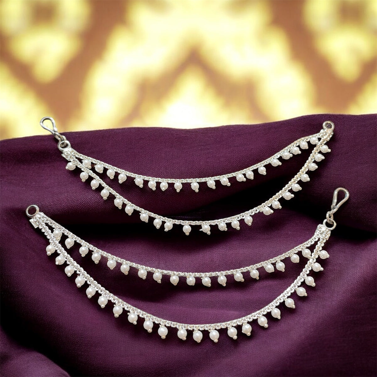 PA053 Silver Colour Two Line Sahara With Pearls