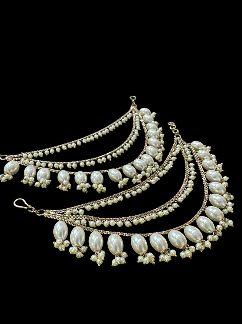 PA055 Gold Colour Three Line Pearls Sahara