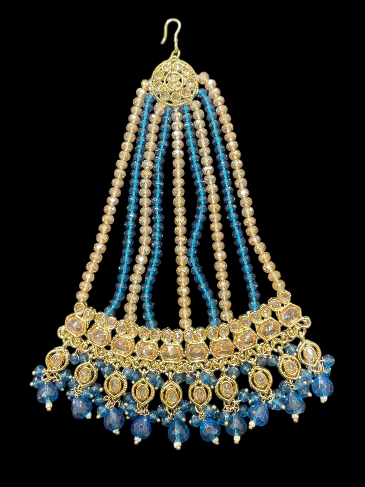PA34 Full gold colour jhumar with teal beads