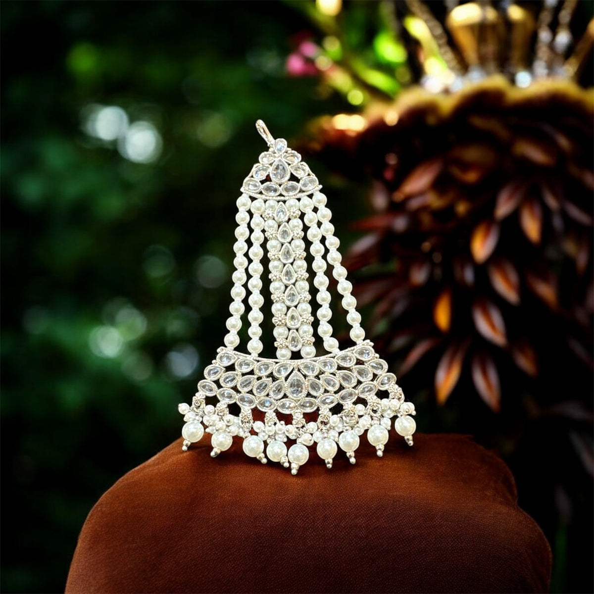 PA57 silver colour Jhumar with white pearls