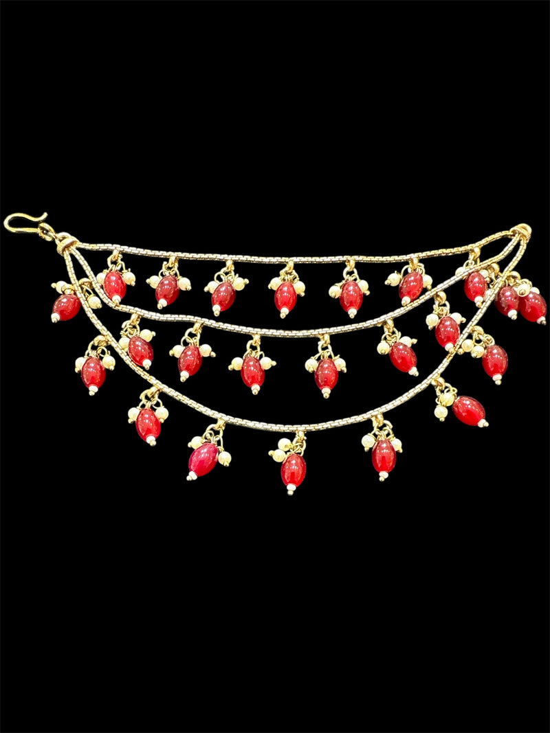 PA058 Three Line Sahara With Maroon Beads