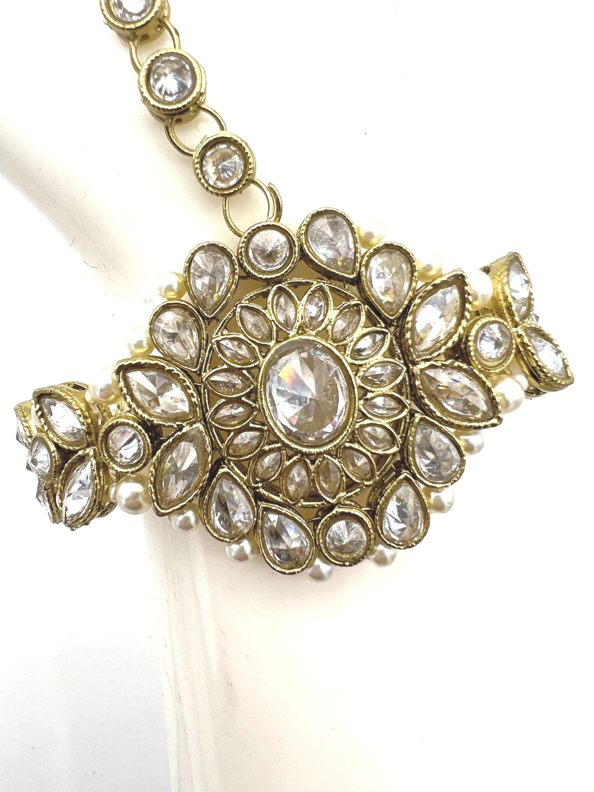 Kundan handpiece- gold & white  image 2
