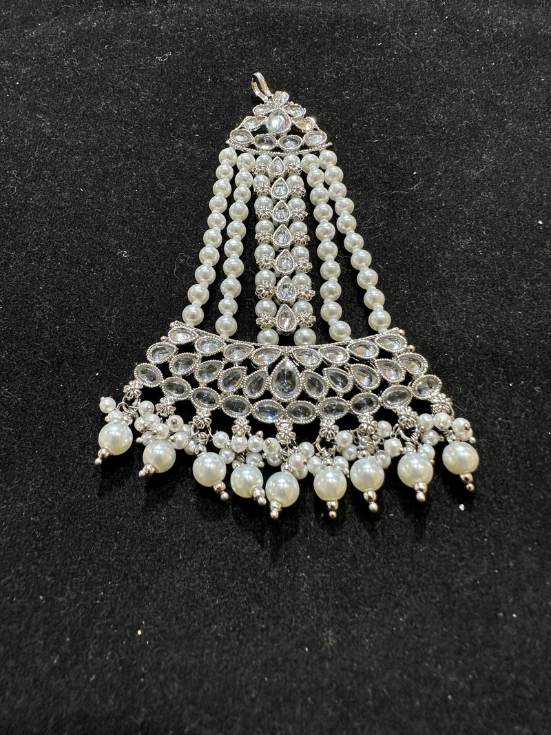 PA57 silver colour Jhumar with white pearls