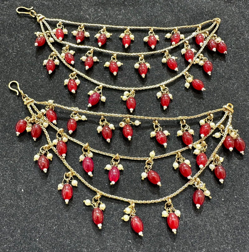 PA058 Three Line Sahara With Maroon Beads