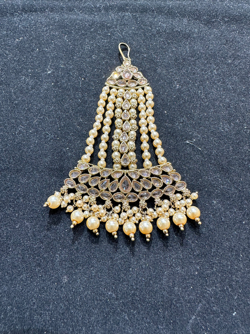 PA58 Full gold colour jhumar with golden pearls