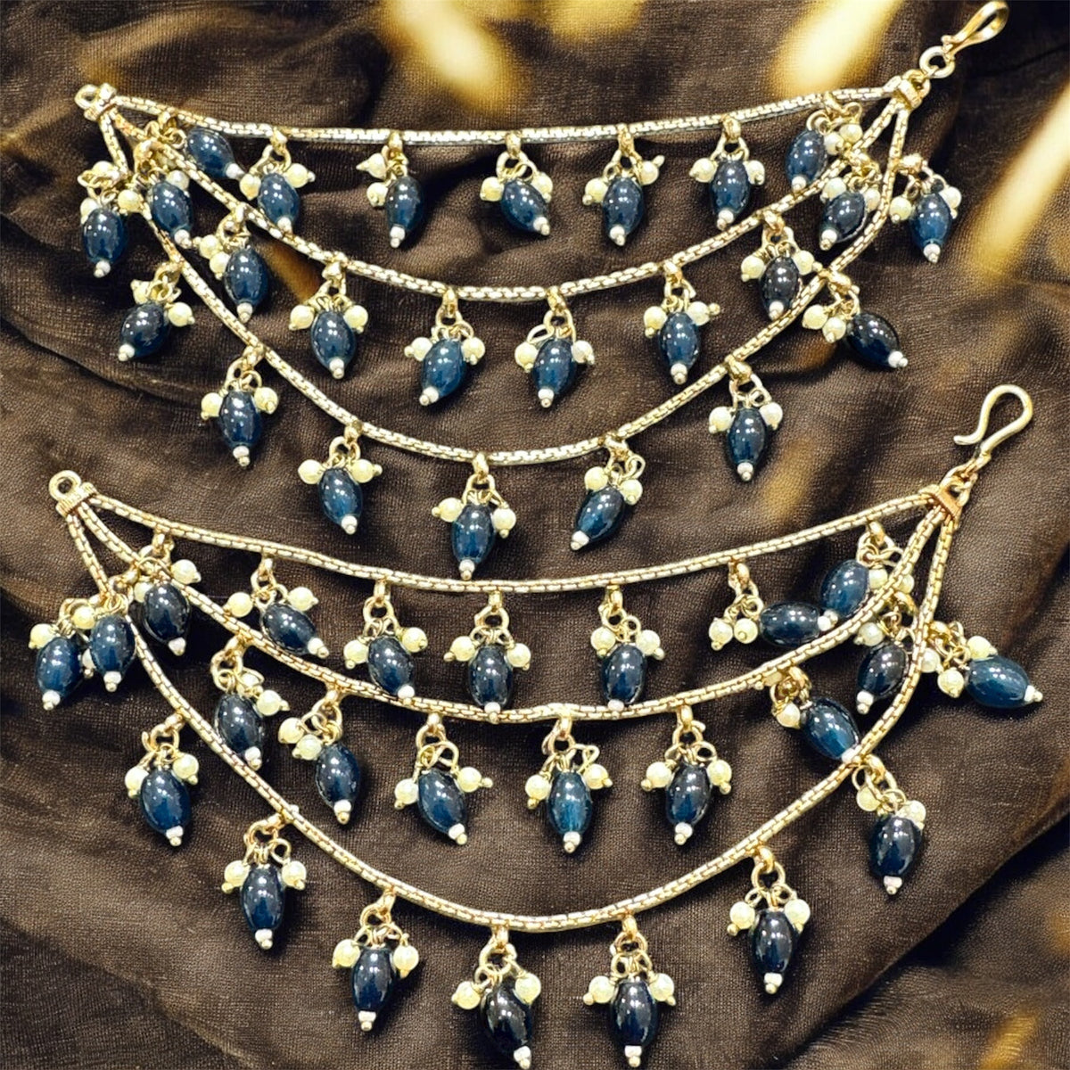 PA058 Three Line Sahara With Navy Blue Beads