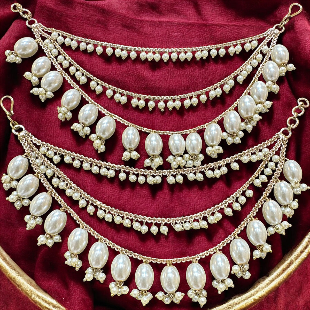 PA055 Gold Colour Three Line Pearls Sahara