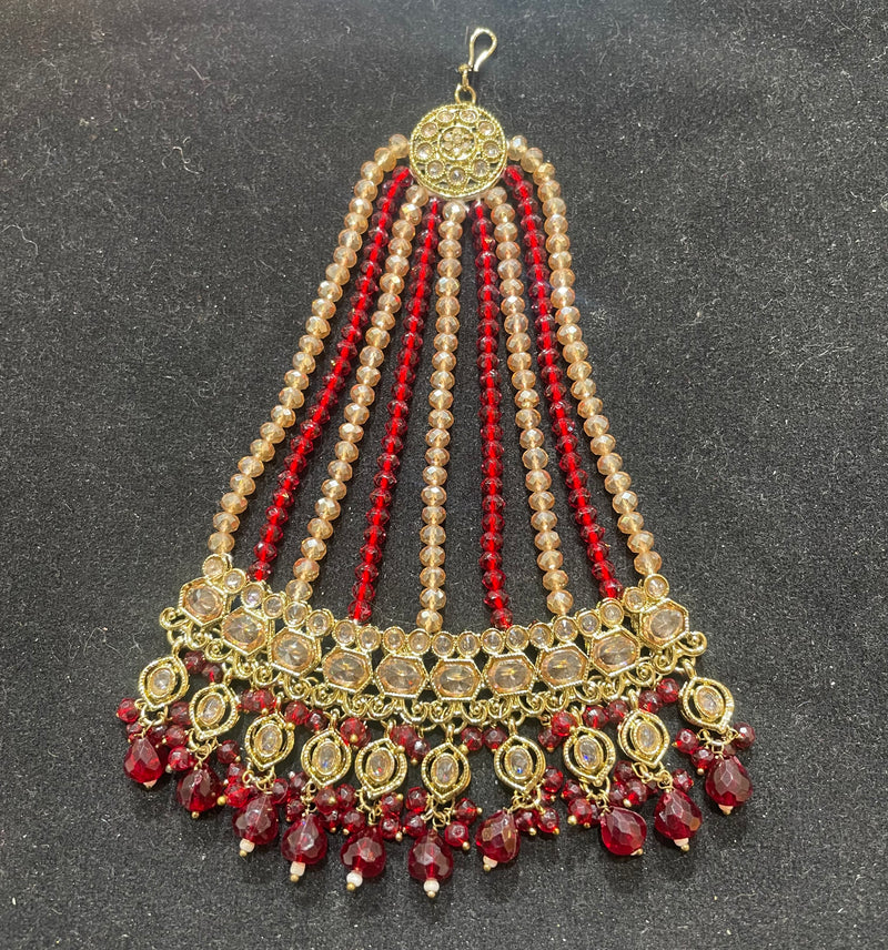 PA28 Maroon with champagne beads jhumar