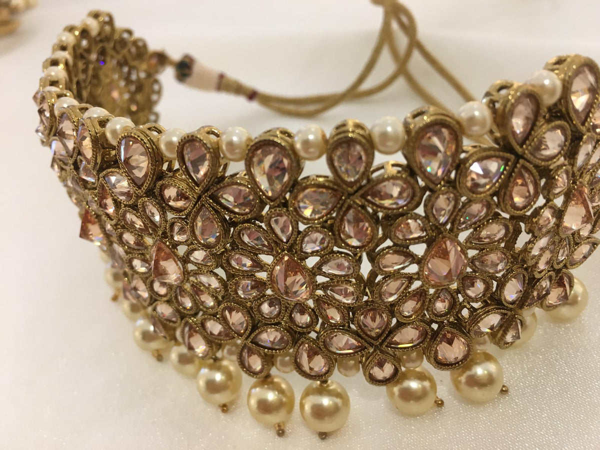 P10 Gold polki choker set image 1
