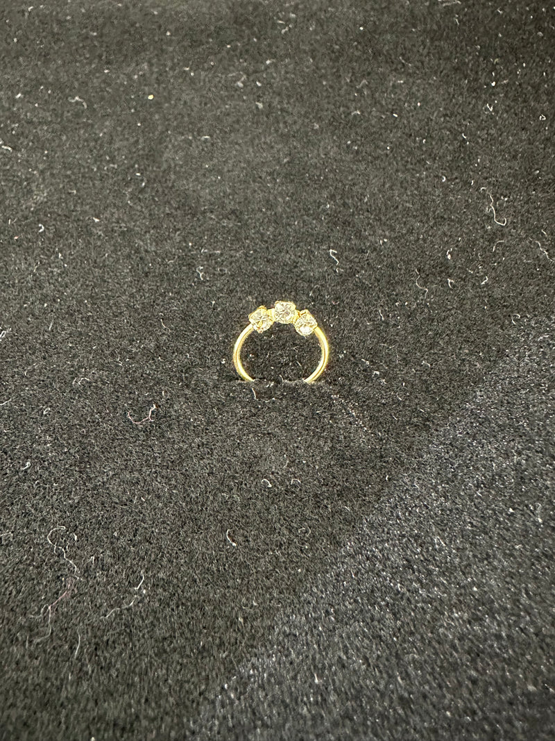 PA21 Gold with white stones nose ring (Slide on)