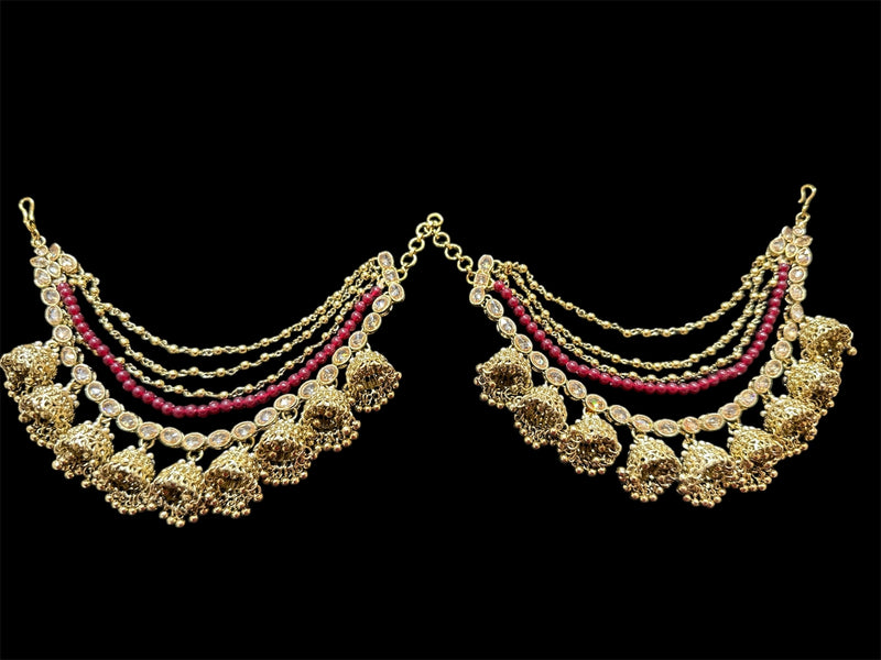 PA051 Four Line Jhumka Sahara With Full Gold Polki Stones