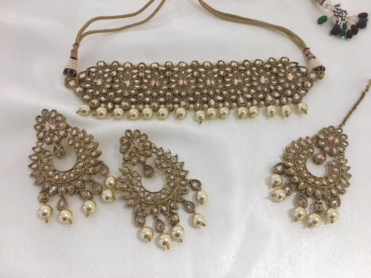 P10 Gold polki choker set image 0