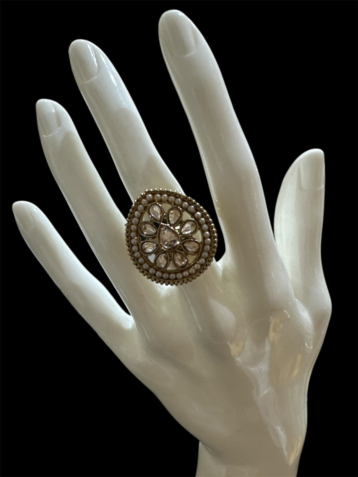 PA713 Full Gold Ring With Polki stones