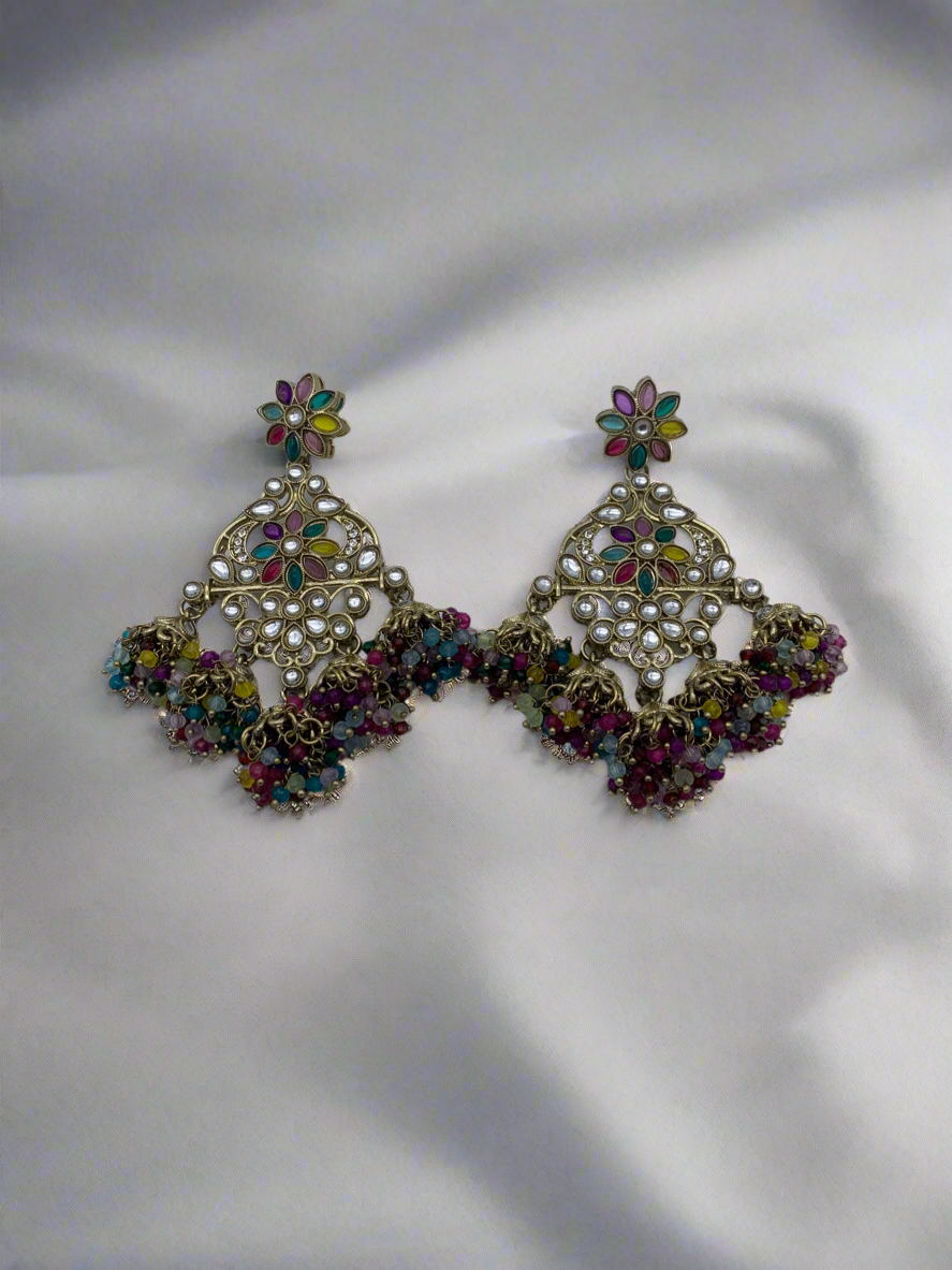 Gold multicoloured earrings