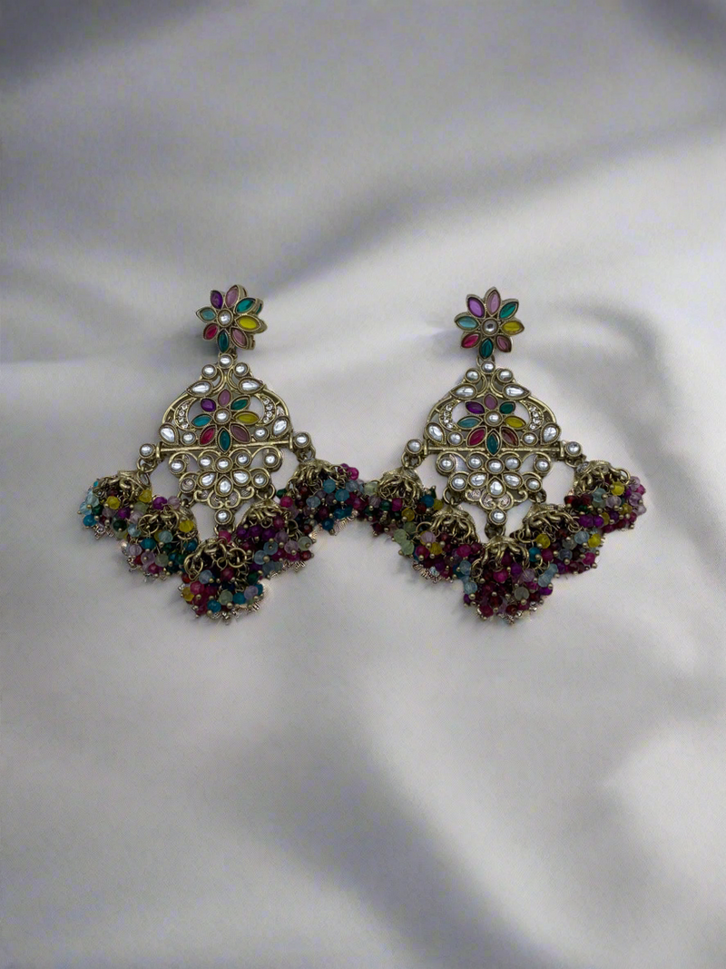 Gold multicoloured earrings