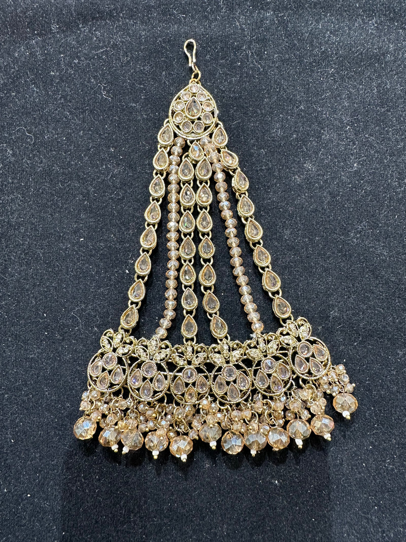 PA41 Full Gold jhumar with champagne beads