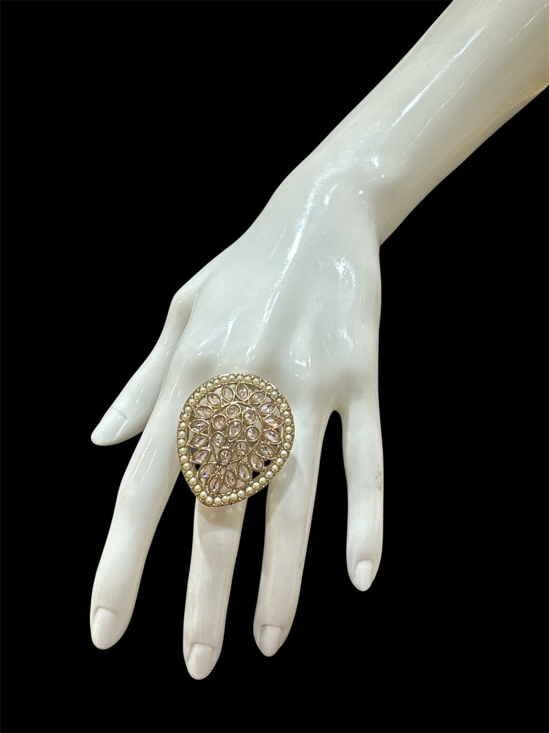 PA714 Full Gold Ring with Polki stones