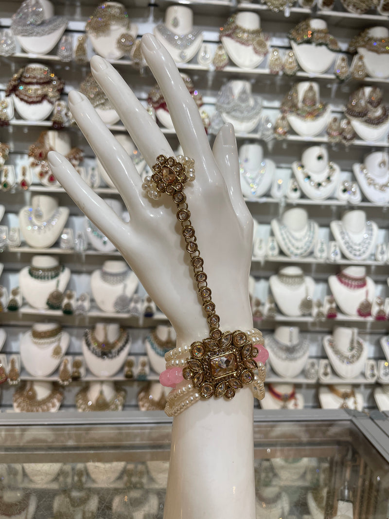 AN08 pink colour polki hand piece