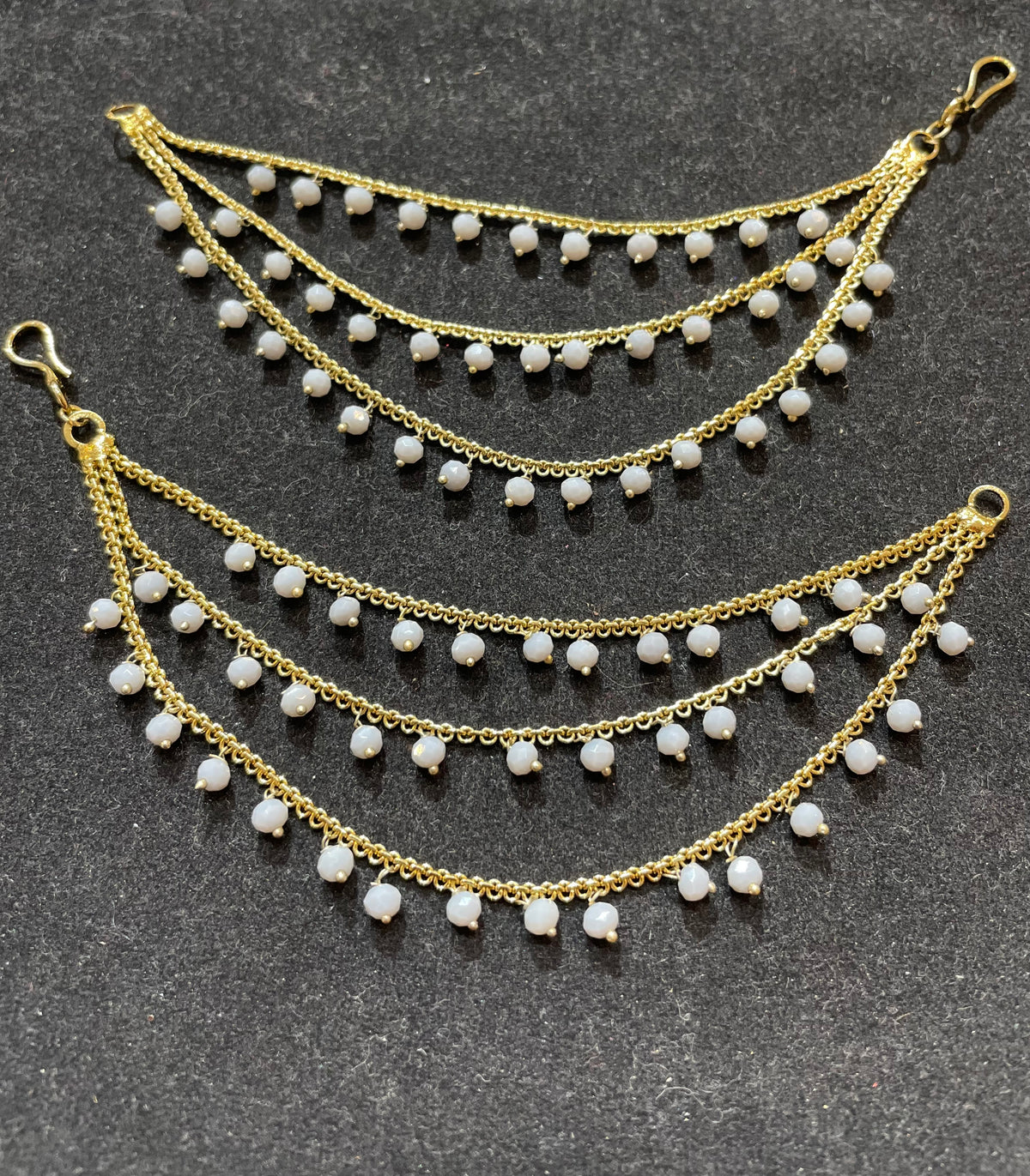 PA053 Full Gold Three Line Sahara with Grey Beads