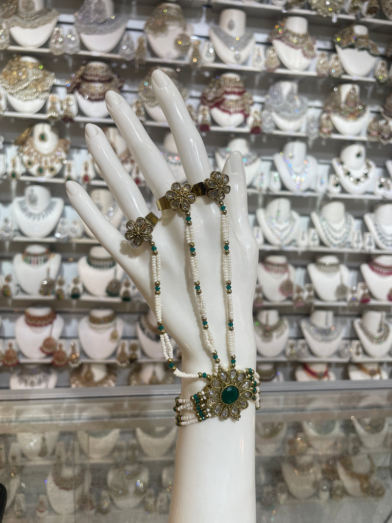 AN04 Green colour polki hand piece