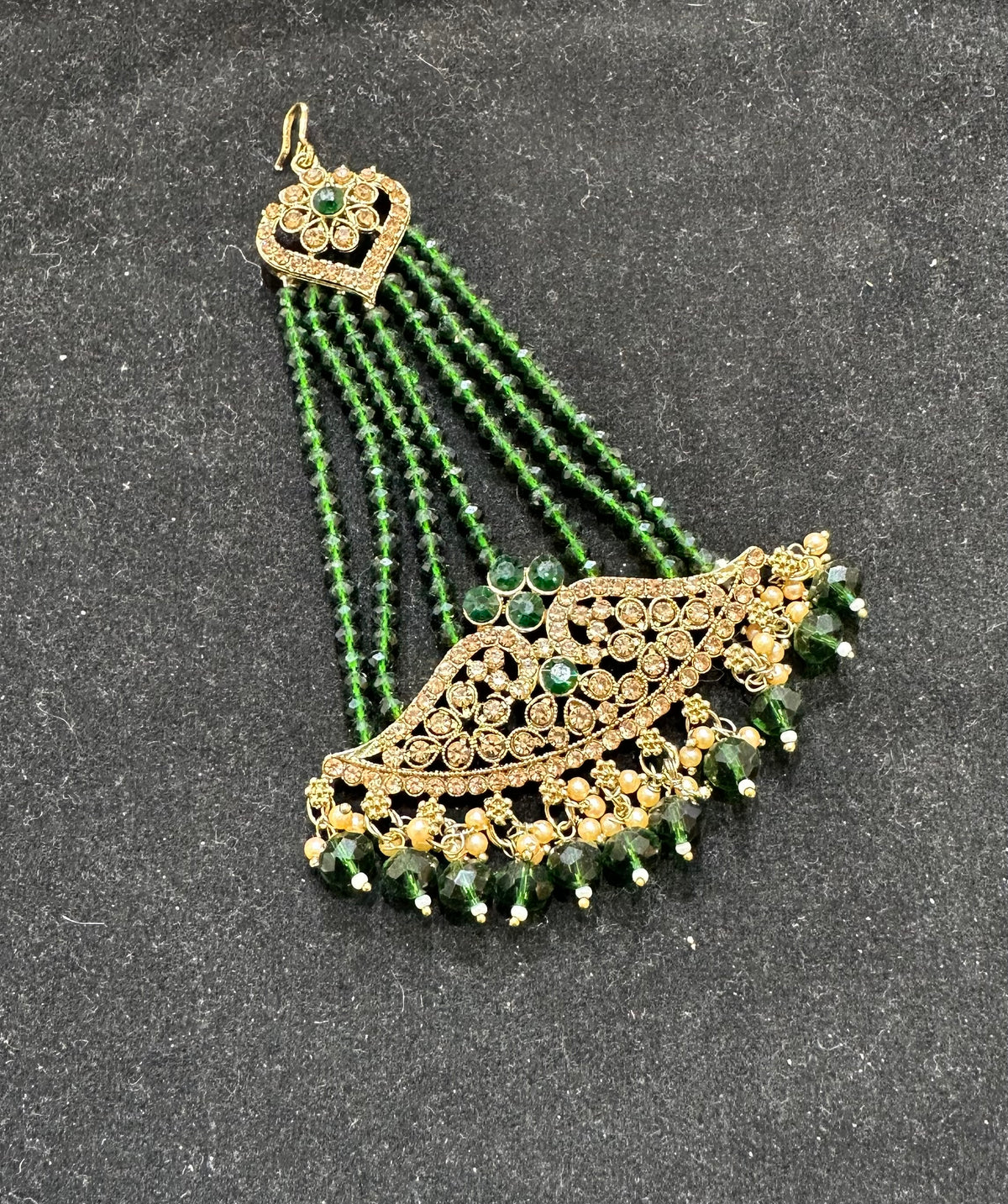 PA7803 Green with full gold choker set comes with earrings tikka and jhumar