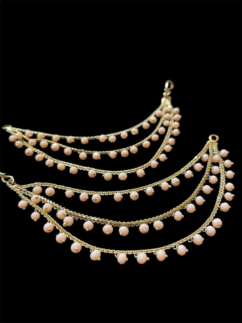 PA053 Full Gold Three Line Sahara With Peach Beads