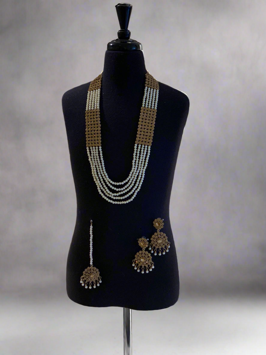 6011 Gold long necklace set
