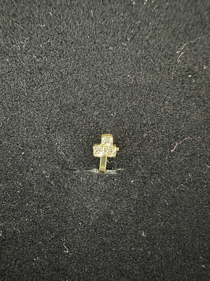 PA19 Gold with white stones nose ring (Slide on)