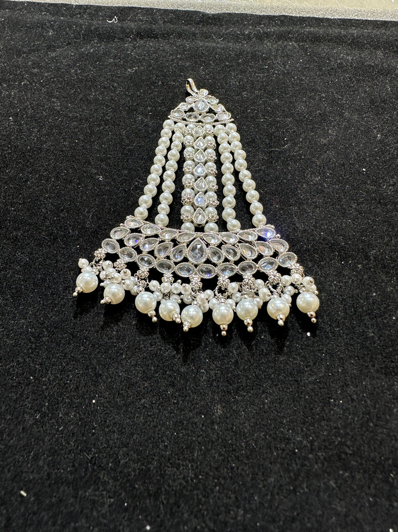 PA57 silver colour Jhumar with white pearls