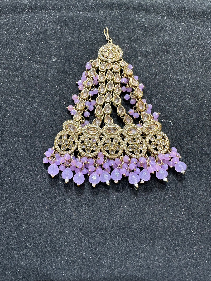 AA50 Full gold colour jhumar with lilac beads