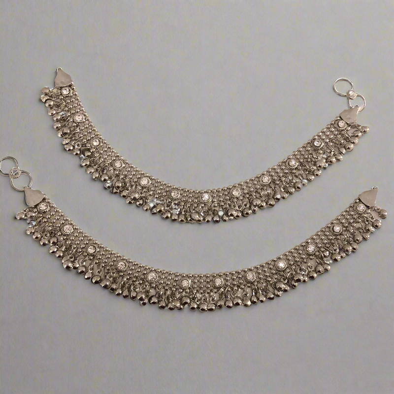 AB15 silver bell anklets