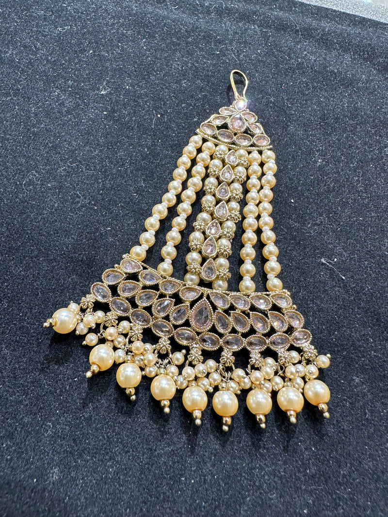 PA58 Full gold colour jhumar with golden pearls