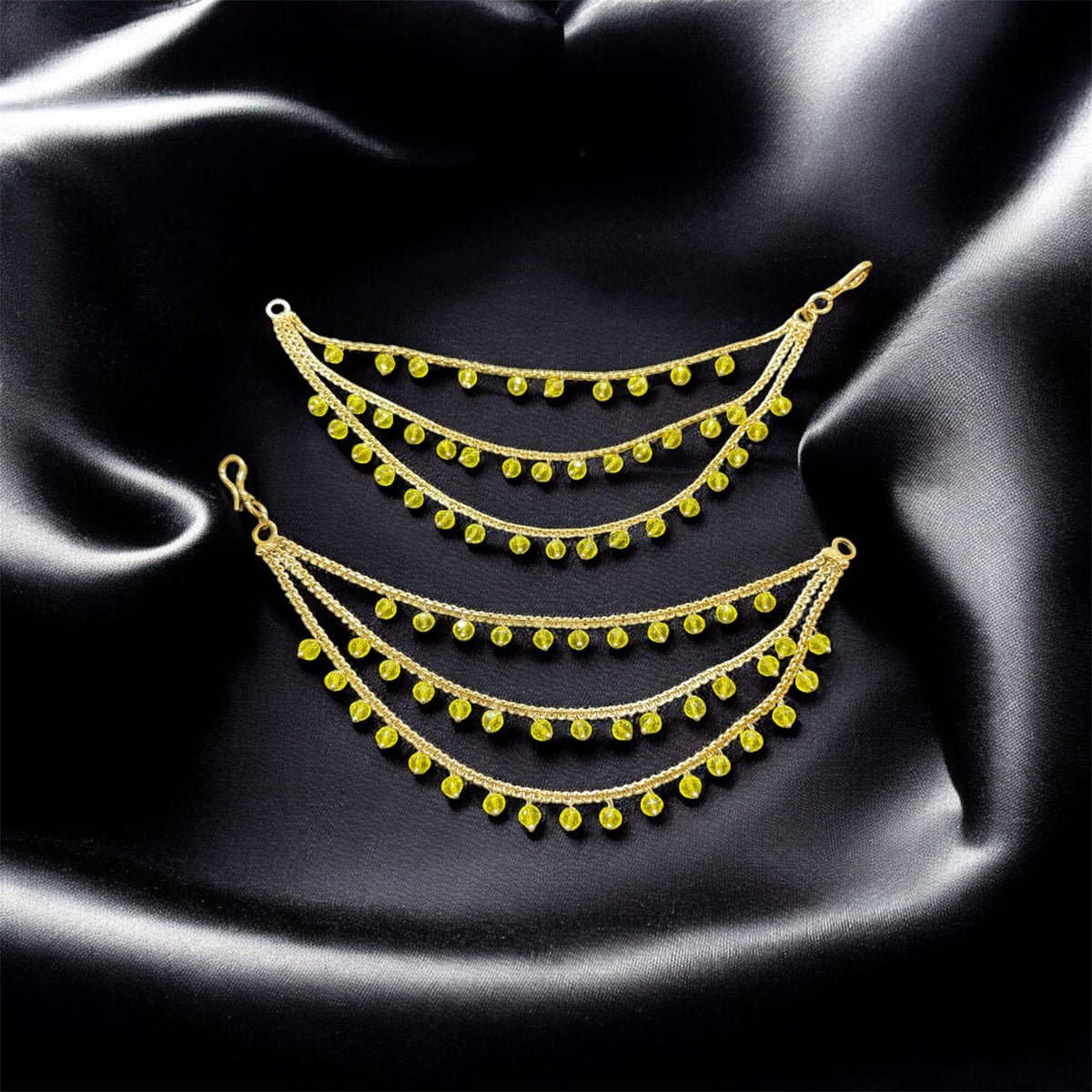 PA053 Full Gold Three Line Sahara with Yellow Beads