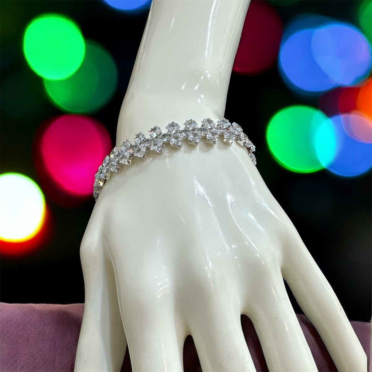 PA114 Silver with American diamond stones bracelet