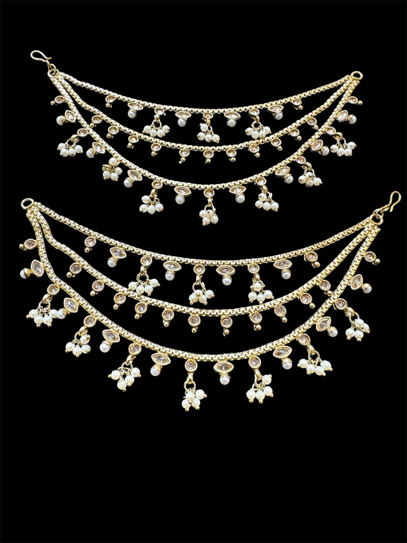 PA052 Three Line Antique Gold Sahara with Full Gold Polki Stones