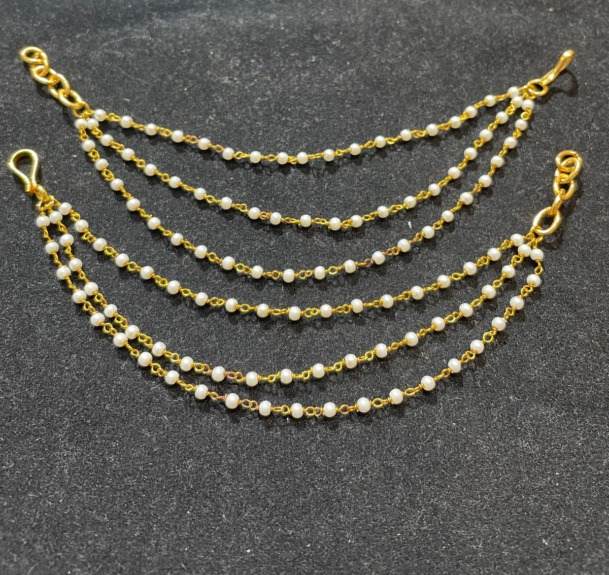PA054 Bright Gold Three Line Pearls Sahara
