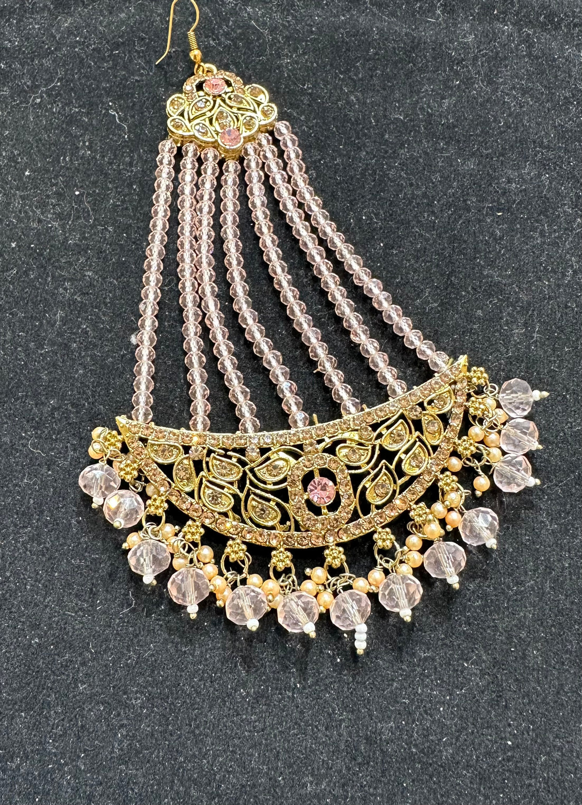 PA7802 Pink with gold choker set comes with earrings tikka and jhumar