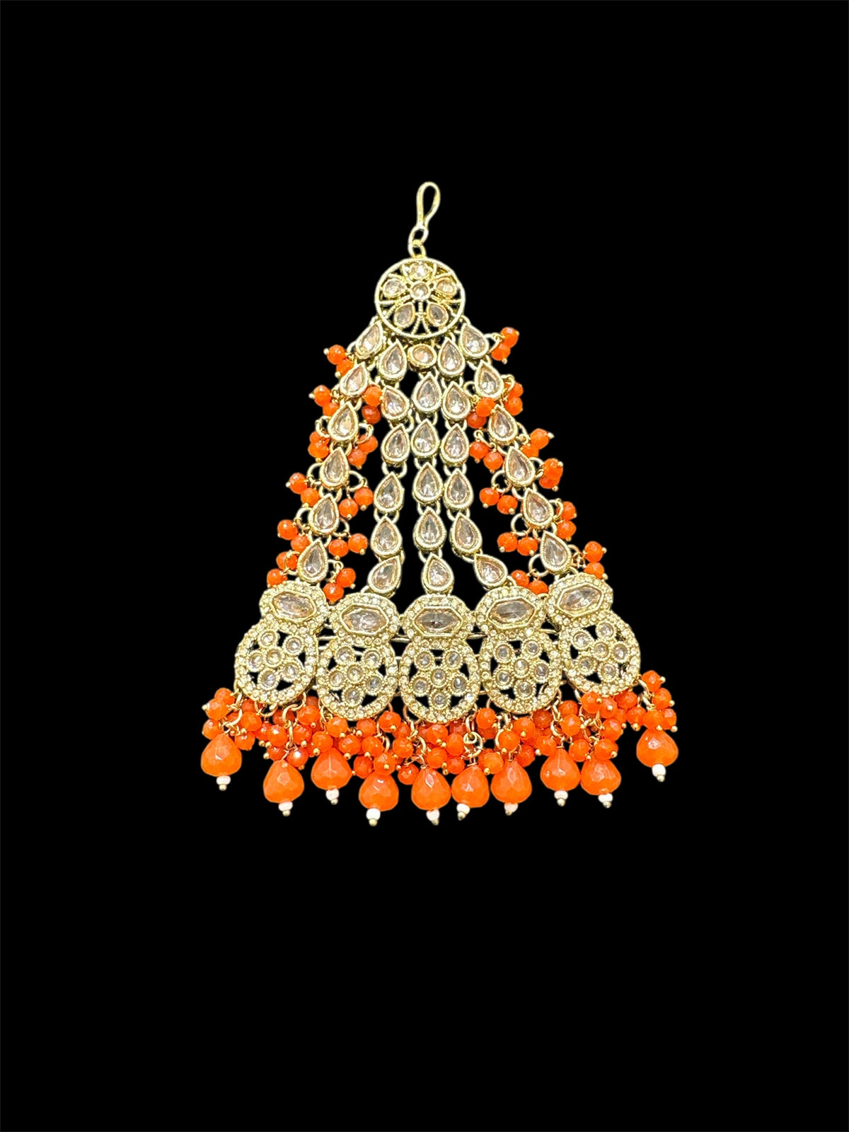 AA54 Gold and Orange polki jhumar