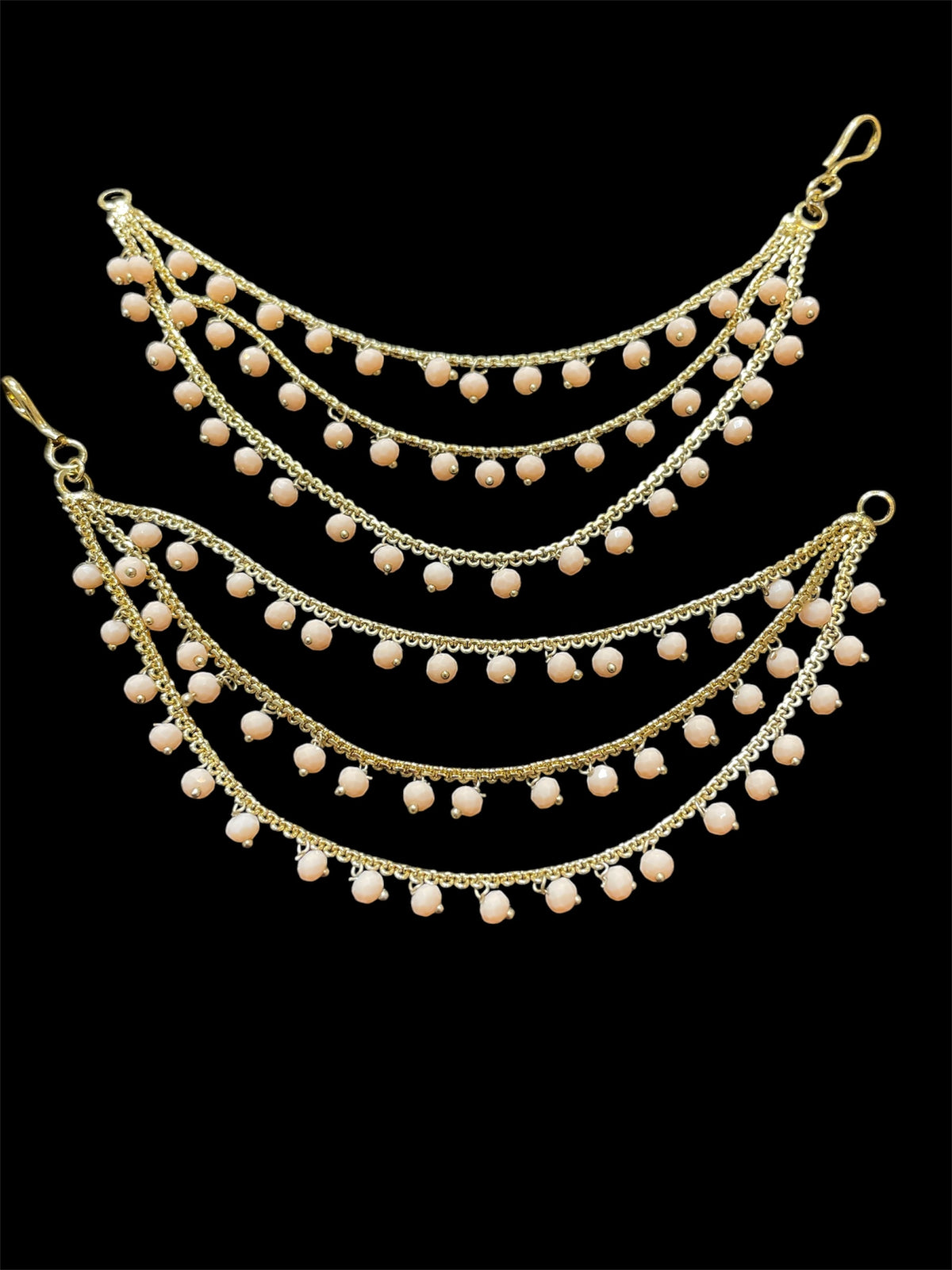 PA053 Full Gold Three Line Sahara With Peach Beads