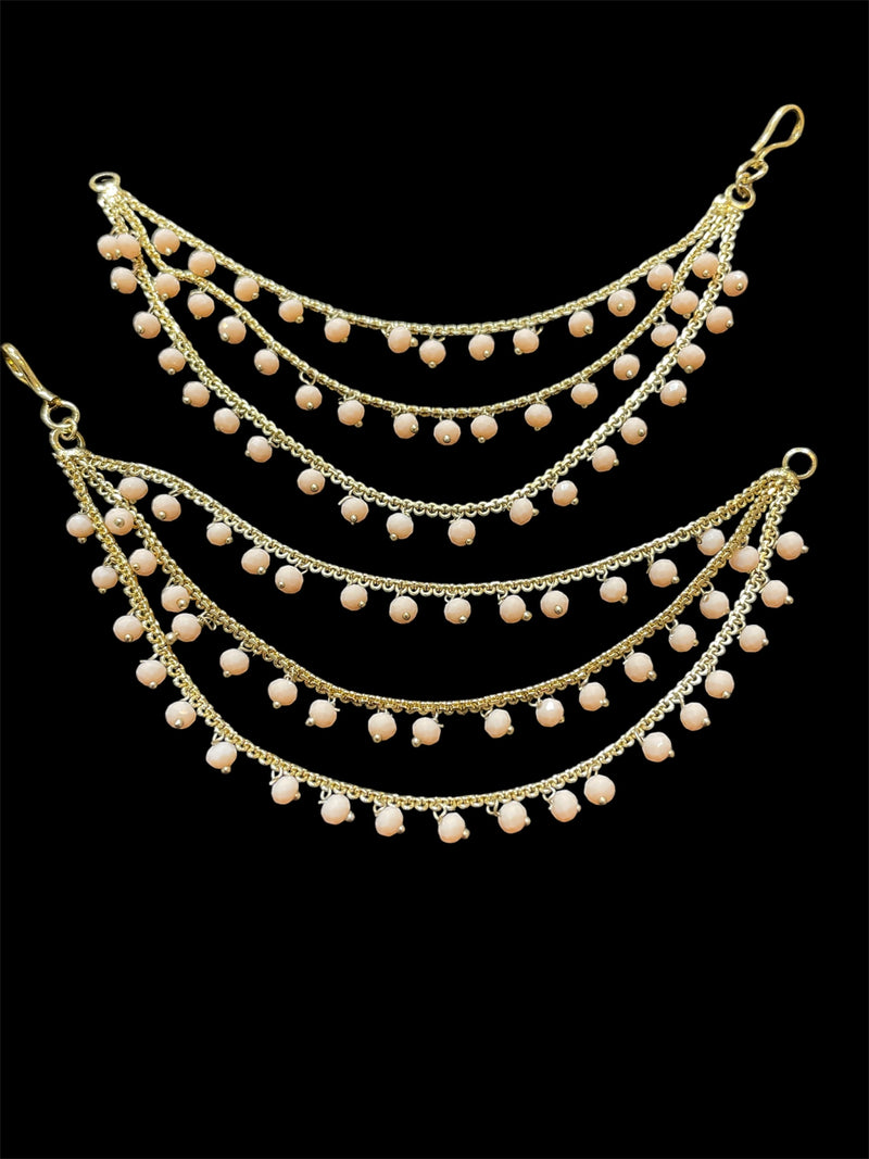 PA053 Full Gold Three Line Sahara With Peach Beads