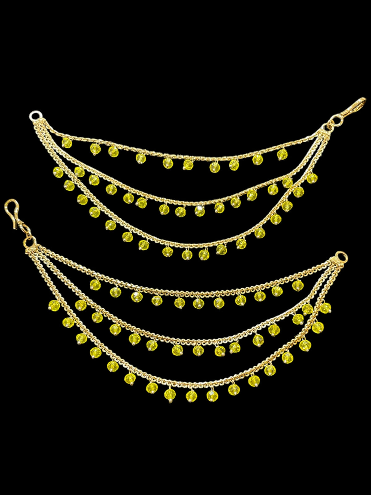 PA053 Full Gold Three Line Sahara with Yellow Beads
