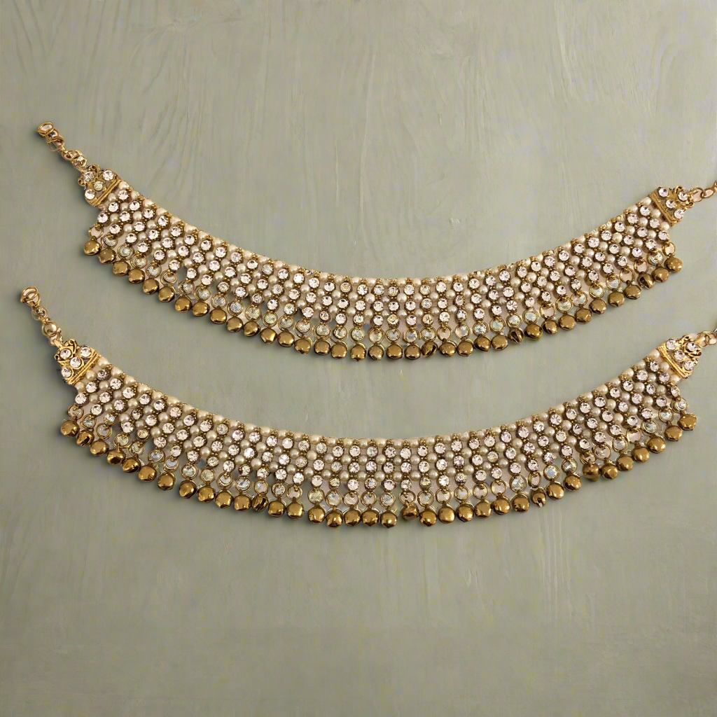I106 gold bell anklets