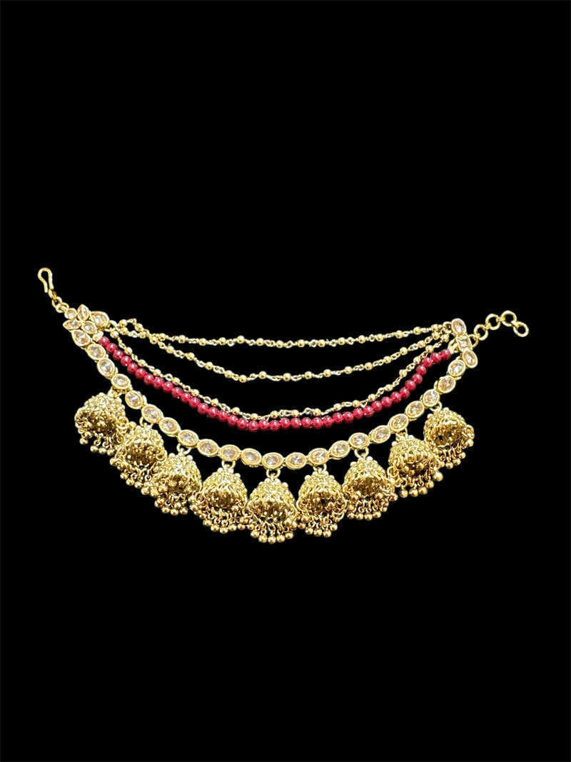 PA051 Four Line Jhumka Sahara With Full Gold Polki Stones