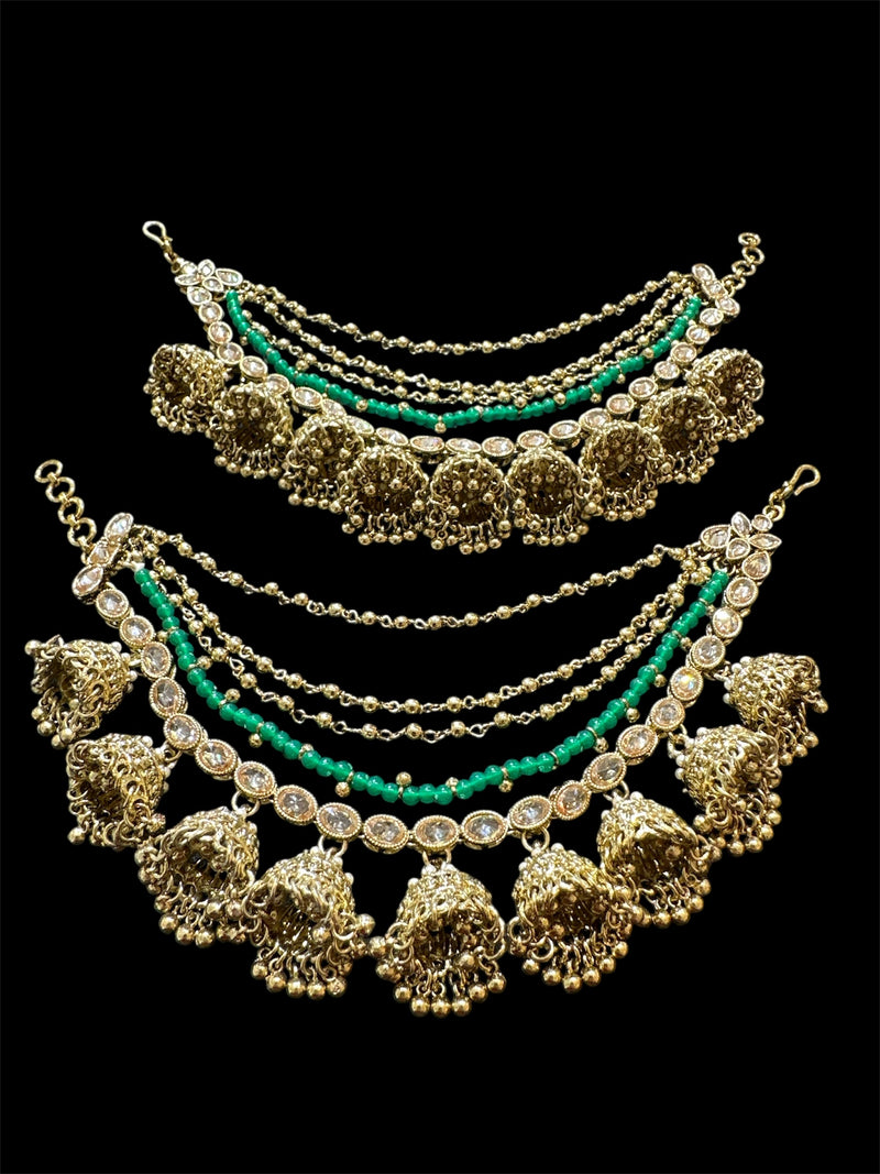 PA051 Four Line Jhumka Sahara With Full Gold Polki Stones