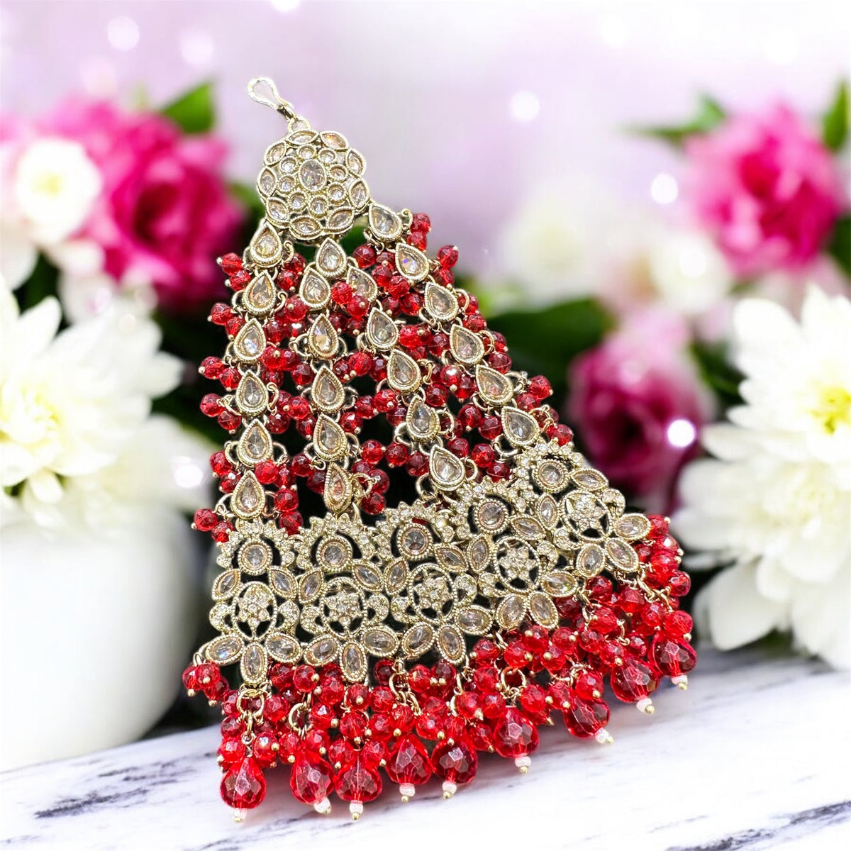 PA38 Red beads jhumar