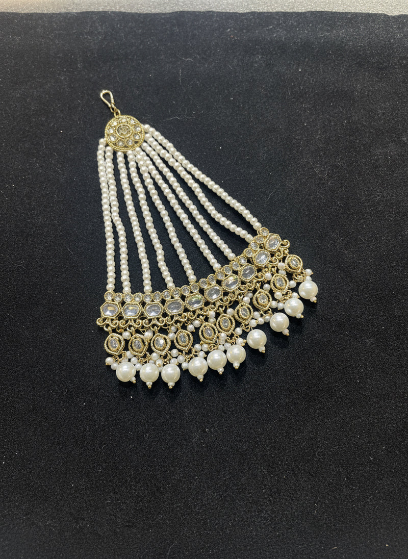 PA30 gold with white colour jhumar