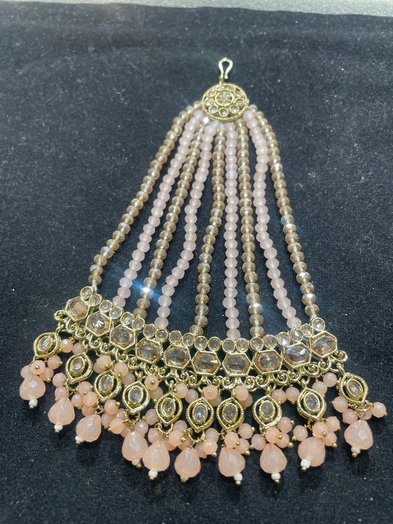 PA29 Gold with peach beads jhumar