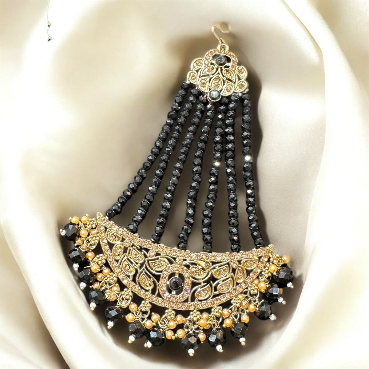 PA7802 Black with Full gold colour necklace set