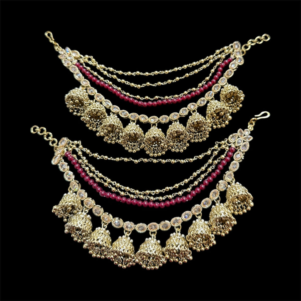 PA051 Four Line Jhumka Sahara With Full Gold Polki Stones